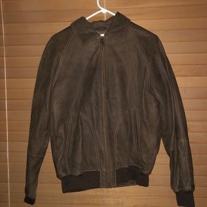 CALF SKIN LEATHER BOMBER JACKET